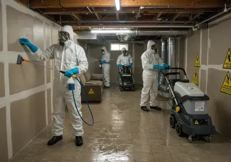 Basement Moisture Removal and Structural Drying process in Waterford, CA